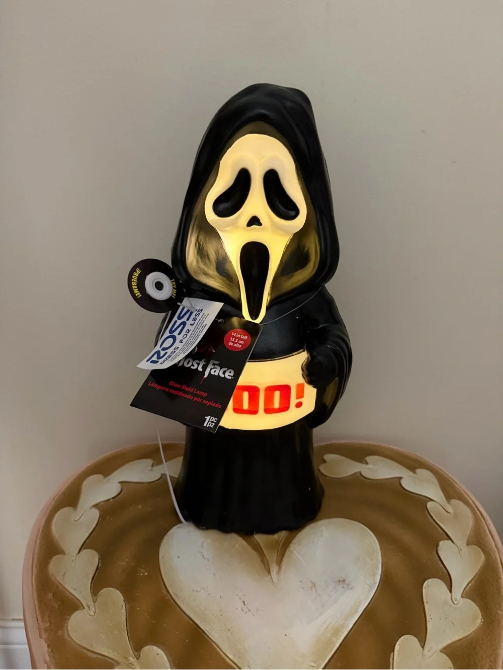 Ghost Face Blow Mold Light Up Halloween Decor